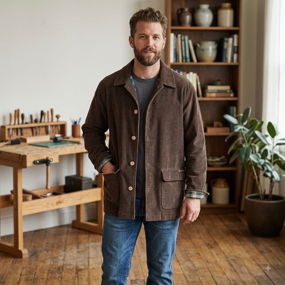 Northern Reflections size S small whale corduroy chore jacket.
